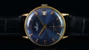 GENTLEMEN'S BREITLING GENEVE BLUE DIAL, GOLD PLATED CASE, REF. 16276, VINTAGE MANUALLY WOUND