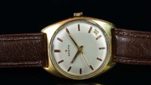 GENTLEMEN'S ZENITH AUTOMATIC DATE WRISTWATCH, circular silver dial with a date aperture and rose