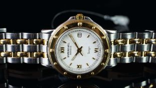 LADIES' RAYMOND WEIL TANGO WRISTWATCH, circular white dial with gold hour marker and Roman numerals,