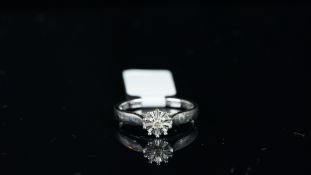 Solitaire diamond illusion set ring, mounted in hallmarked 9ct white gold, finger size L, gross