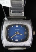 GENTLEMEN'S SICURA BLUE DIAL, CUSHION CASE, CAL 158, VINTAGE AUTOMATIC WRISTWATCH, cushion shape