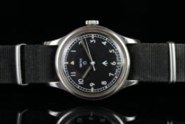 VINTAGE SMITHS MILITARY WRISTWATCH, circular black dial, Arabic numerals, outer minute track with