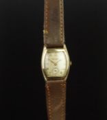 GENTLEMEN'S BULOVA VINTAGE WRISTWATCH, rounded rectangular patina dial with gold Arabic numerals and