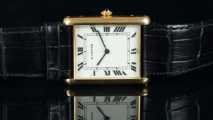 GENTLEMEN'S 18K CARTIER TANK LOUIS JUMBO, CIRCA. 1970's, VINTAGE AUTOMATIC WRISTWATCH, rectangular