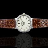 RARE GENTLEMEN'S 18K WHITE GOLD PATEK PHILIPPE ECLIPSE, REF 3581, PATEK PHILIPPE STRAP W/ WHITE GOLD