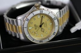 TAG HEUER PROFESSIONAL REFERENCE 974.006, gold dial, luminous hour markers, stainless steel case and