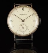 GENTLEMEN'S LONGINES CALATRAVA VINTAGE WRISTWATCH CIRCA 1940's, circular brushed silver off white