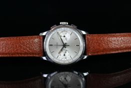 GENTLEMEN'S ZODIAC CHRONOGRAPH VINTAGE WRISTWATCH, circular silver twin register dial with baton