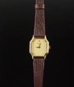 LADIES' RAYMOND WEIL GENEVE QUARTZ WRISTWATCH, ref 737, 20mm gold plated fancy shaped case, gold