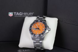 TAG HEUER AQUARACER REFERENCE WAJ1113, orange dial, white hour markers, stainless steel case and