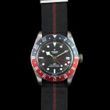 GENTLEMEN'S TUDOR BLACK BAY GMT, 79830RB, W/BOX & PAPERS, AUTOMATIC WRISTWATCH, circular black