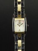 LADIES' TISSOT MOTHER OF PEARL DIAL TWO-TONE, REF. T042109A, QUARTZ WRISTWATCH, rectangular mother