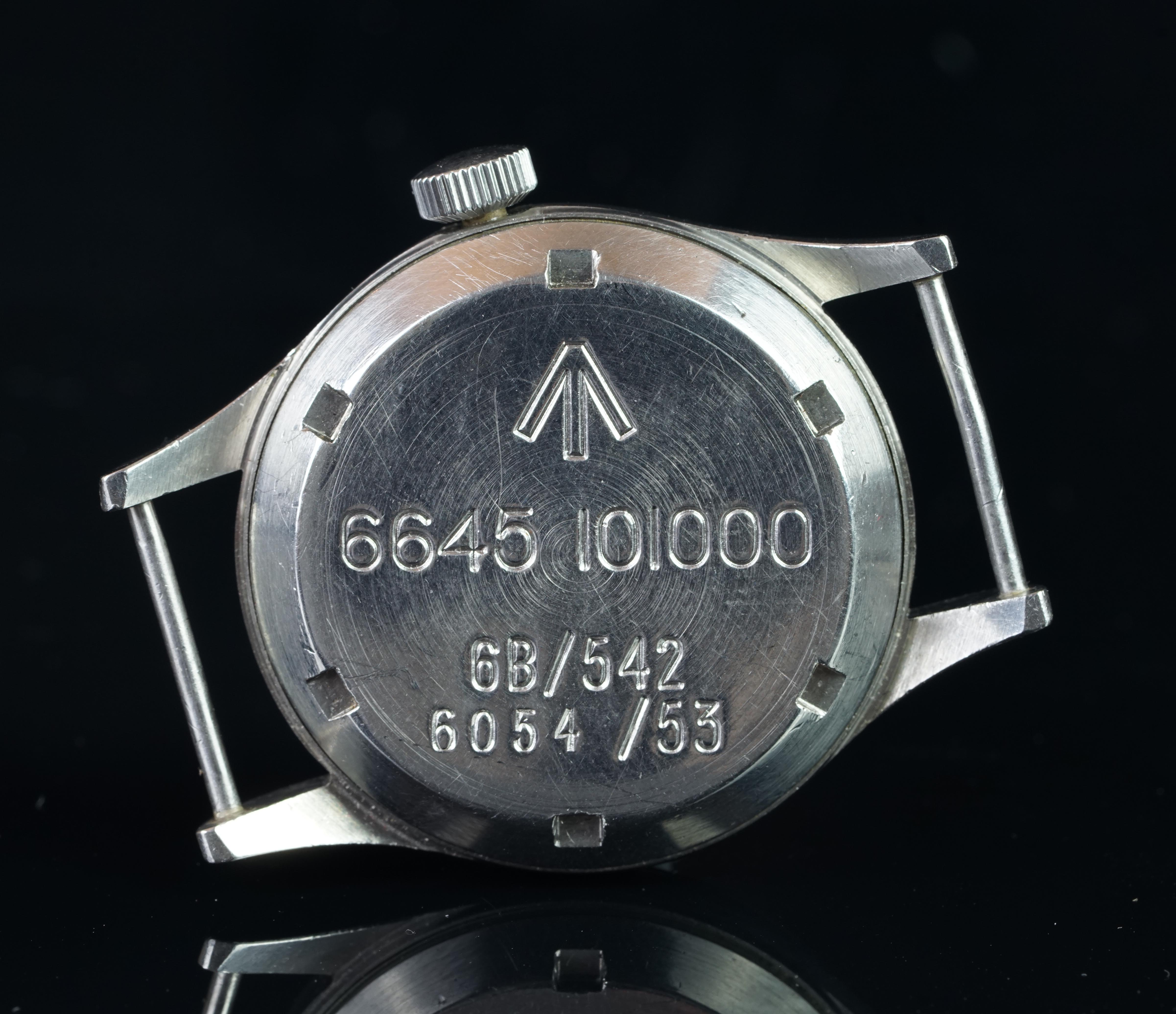 RARE VINTAGE OMEGA MILITARY 'BROAD ARROW' WRISTWATCH, circular black dial, Arabic numerals, outer - Image 3 of 3
