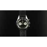 RARE GENTLEMEN'S HEUER AUTAVIA 3RD EDITION CHRONOGRAPH WRISTWATCH CIRCA 1968, circular black twin