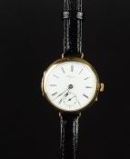 RARE GENTLEMEN'S LONGINES 9K GOLD TRENCH WATCH CIRCA 1930's, circular white dial with black roman