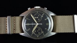 RARE GENTLEMEN'S CWC BRITISH ROYAL NAVY, FLEET AIR ARM, CIRCA 1974, MILITARY CROWS FOOT CHRONOGRAPH,