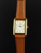 LADIES' ORIS RECTANGLE GOLD PLATED AUTOMATIC DRESS WRISTWATCH, rectangular white textured dial