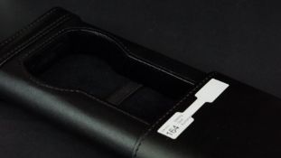Black leather single watch case
