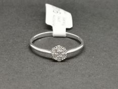 Diamond illusion set cluster ring, mounted in hallmarked 9ct white gold, finger size S, gross weight