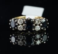 Sapphire and diamond seven stone claw set ring, mounted in hallmarked 18ct yellow & white gold,
