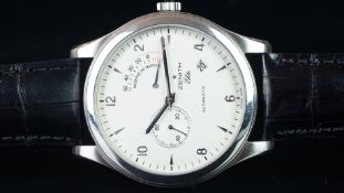 ZENITH ELITE AUTOMATIC POWER RESERVE WRISTWATCH, oversized circular dial, Arabic and dagger hour