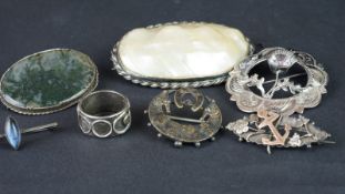 Selection of antique and vintage silver and costume jewellery