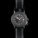 GENTLEMEN'S GLYCINE AIRMAN 18 SPHAIR GMT, REF. 3928, W/ BOX, AUTOMATIC WRISTWATCH, circular black