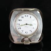 RARE TIFFANY & CO SIGNED 8 DAY TRAVEL CLOCK, W/OUTER CASE, VINTAGE TRAVEL CLOCK, silver tone outer