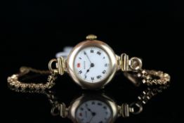 LADIES' ANTIQUE ROLEX WRISTWATCH, circular white white dial, Roman numerals, red twelve, 28mm