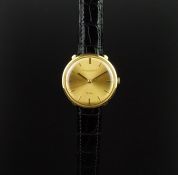 GENTLEMEN'S IWC DE LUXE 18K GOLD DRESS WATCH, circular champagne dial with gold hour markers and