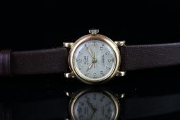 LADIES' VINTAGE ENICAR AUTOMATIC, circular dial, Arabic numerals, luminous hour markers,28mm gold