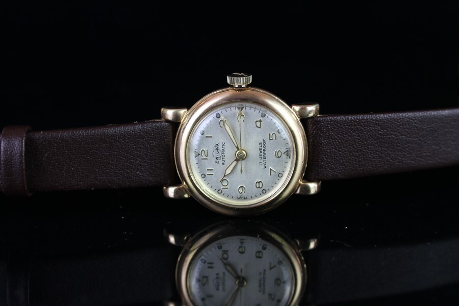 LADIES' VINTAGE ENICAR AUTOMATIC, circular dial, Arabic numerals, luminous hour markers,28mm gold - Image 2 of 2