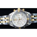 GENTLEMEN'S BREITLING BI-COLOUR CHRONOGRAPH WRISTWATCH, mid size, mother of pearl dial, triple