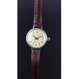 LADIES' LONGINES 5 STAR DRESS WATCH, AUTOMATIC WRISTWATCH, circular gold tone dial with straight