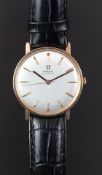 GENTLEMEN'S OMEGA 18K ROSE GOLD AUTOMATIC WRISTWATCH, circular silver dial with gold hour markers