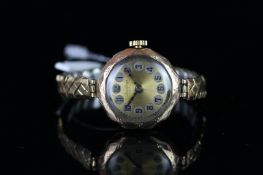 LADIES' ROLEX DUNKLINGS 9KT GOLD VINTAGE WRISTWATCH, circular gold dial with Arabic numerals and