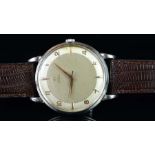 RARE OVERSIZED VINTAGE OMEGA AUTOMATIC WRISTWATCH, circular dial with rose applied Roman numerals