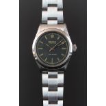 GENTLEMEN'S ROLEX OYSTER ROYAL WRISTWATCH REF. 6444, circular black gilt dial with coffin hour