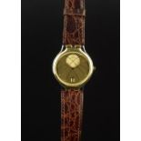 GENTLEMEN'S OMEGA BI-COLOUR QUARTZ DATE WRISTWATCH, 32mm bi-metal circular case, gold coloured