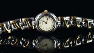 NEW OLD STOCK - LADIES' BICOLOUR SEIKO QUARTZ WRISTWATCH, REF LW541, 19mm case, round off-white