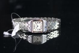 LADIES' CARTIER SANTOS DEMOISELLE, REF. 2698, BRACELET WATCH, QUARTZ WRISTWATCH, square white dial