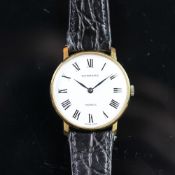 GENTLEMEN'S GARRARD INCABLOC DRESS WATCH, GOLD PLATED, VINTAGE MANUALLY WOUND WRISTWATCH, circular