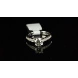 Diamond ring, round brilliant cut diamond weighing an estimated 1.04ct, with round brilliant cut