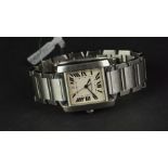 MID SIZE CARTIER TANK FRANCAISE WRISTWATCH REF. 2302, square sunburst two tone dial with Roman