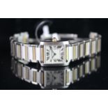 MIDSIZE CARTIER TANK FRANCAISE, REF. 2465, BI-METAL BRACELET WATCH, QUARTZ WRISTWATCH, rectangular