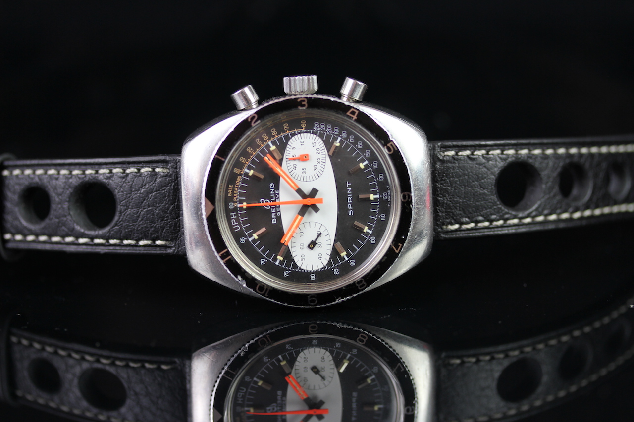 GENTLEMEN'S BREITLING SPRINT CHRONOGRAPH WRISTWATCH REF. 2212, circular black surf board dial with - Image 4 of 5