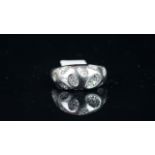 Farone designer diamond ring, mounted in white metal stamped 'Pt 950', set with concave sections