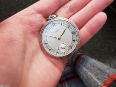 PATEK PHILIPPE KEYLESS POCKET WATCH, BRUSHED STEEL WITH SUBSIDIARY SECONDS, MANUALLY WOUND POCKET