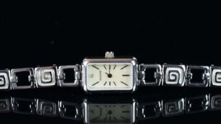 NEW OLD STOCK - LADIES' WHITE METAL ACCURIST QUARTZ WRISTWATCH, REF LW630, 13mm case, rectangular