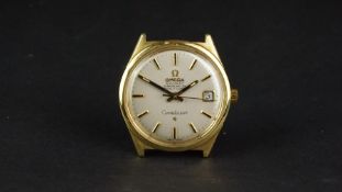 GENTLEMEN'S OMEGA CONSTELLATION 18ct GOLD WRISTWATCH, circular silver dial with gold and black